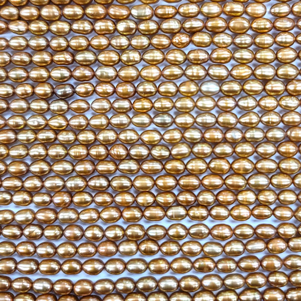 Copper Freshwater Pearls, Real Pearls, Rice Shape